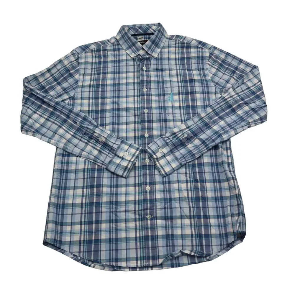 Johnnie- O Shirt Mens S Check Hangin Out Long Sleeve Button Up Surfing - Picture 1 of 16